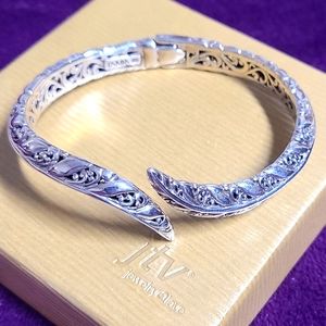 Indonesia Artisan Gem Collection Bali Sterling Silver Filigree Bangle Bracelet